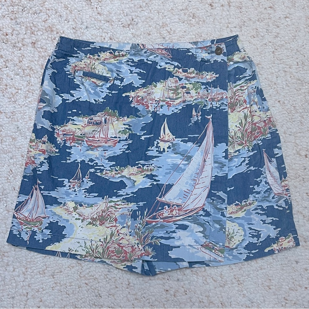 Liz Claiborne Lizwear Size 14 Nautical Sailboat Print Skort 32” Waist